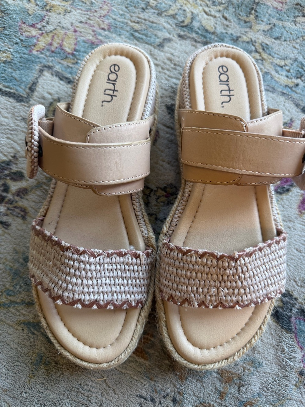 Earth Colla Espadrille Platform Slide Sandals Tan 9